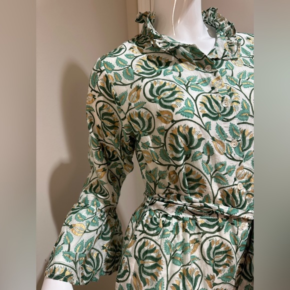 NWT Small Oliphant Ruffle Collar Bell Maxi Dress - Picture 2 of 5